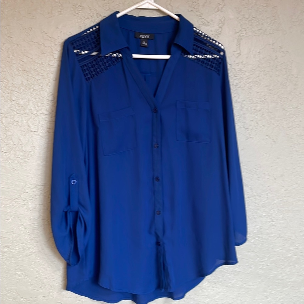 Alyx Blue Embellished 3/4 Sleeve Blouse
